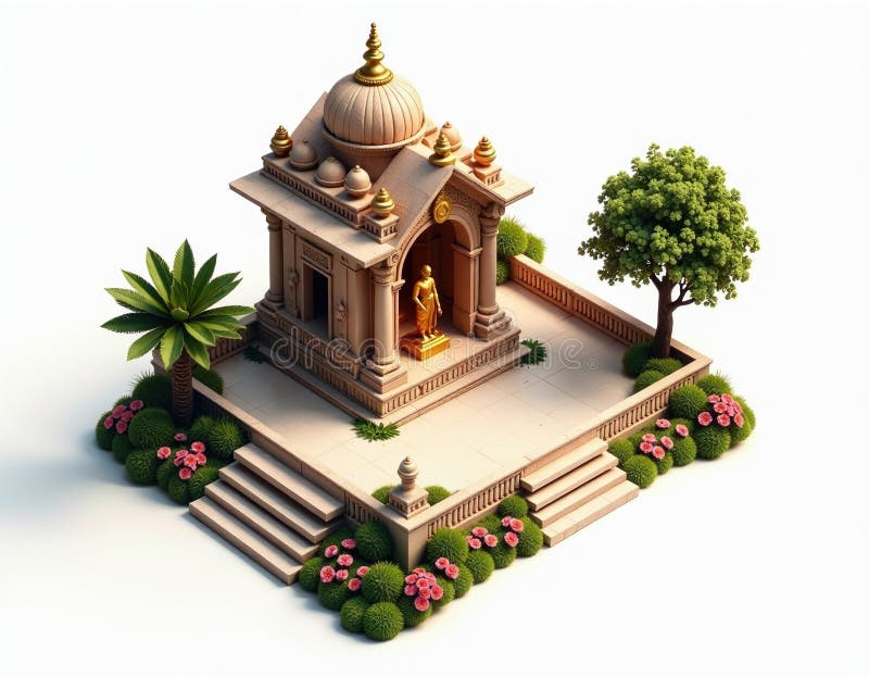 Miniatura Złoty Korytarz Buddy w ogródku w Landscapie ilustracja wektor