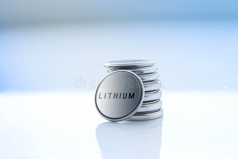 Miniature Battery Button Cell. with Chemical Data. Stock Image Image