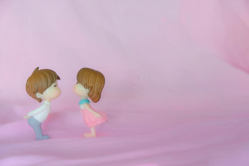 Miniature Dolls of Couple Boy and Girl Kiss with Pink Background for  Valentine `s Concept Stock Image - Image of girl, mini: 169566537