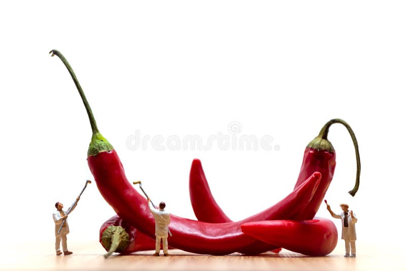 Miniaturowi malarzi barwi czerwony chili pieprze Makro- fotografia obraz stock Miniaturowi malarzi barwi czerwony chili pieprze Makro- fotografia obraz stock