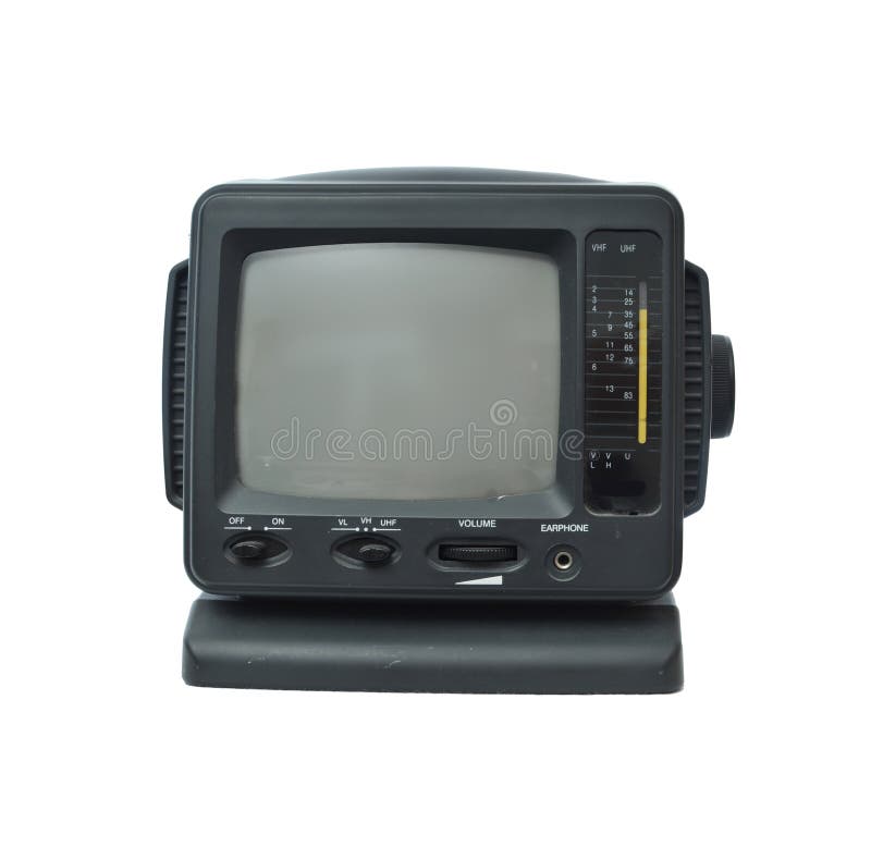 Miniature Portable TV Isolated on White Background with empty screen. Miniature Portable TV Isolated on White Background with empty screen