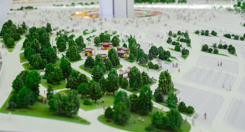 Miniatuurscène van bomen in de stad royalty-vrije stock foto's Miniatuurscène van bomen in de stad royalty-vrije stock foto's