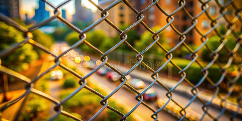 Miniatyr för intricate chainLink-stängslet Ett detaljerat luttShift-perspektiv på gränser och miniatyrvärldar vektor illustrationer