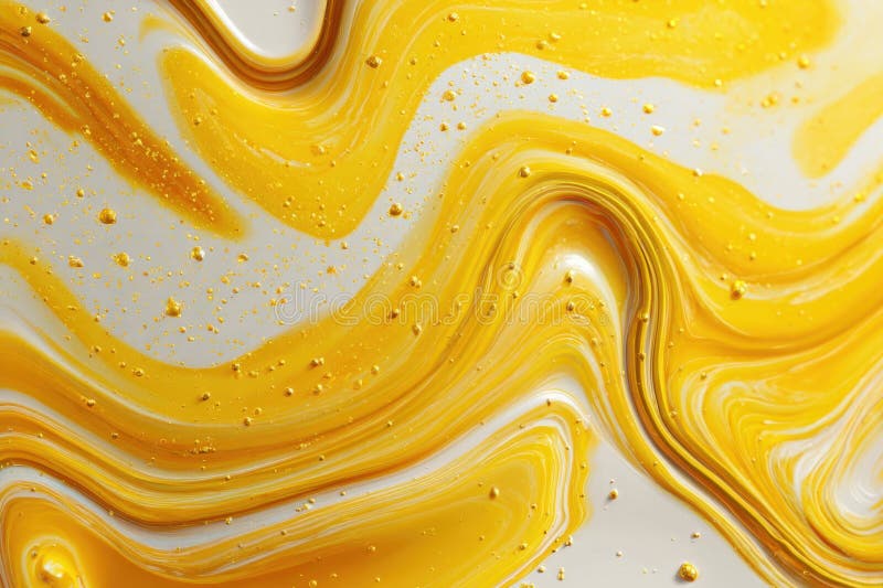 Minimal Abstract Background with Yellow Fluid Swirls and Glossy Highlights royalty free illustration