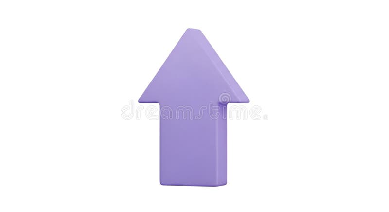 Arrow pointing up, purple color, isolated, direction, sign, symbol, 3d render stock illustration