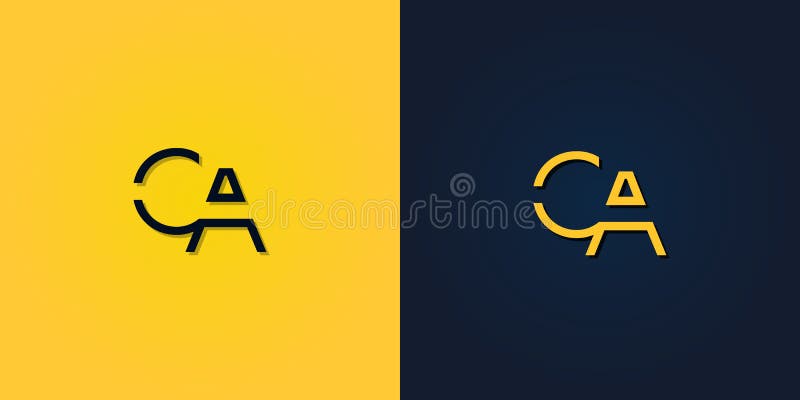 Minimal abstrakt inledande bokstav ca logotyp vektor illustrationer