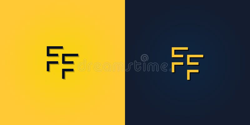 Minimal abstrakt inledande bokstav ff-logotyp royaltyfri illustrationer