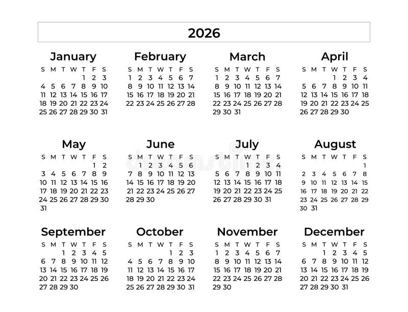 Calendar 2026. English Vector Square Wall or Pocket Calender Design ...