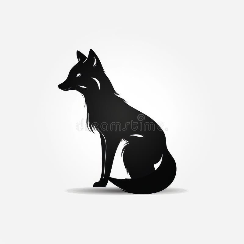 Minimal Black and White Fox Logo in 2d Animation Style Stock ...