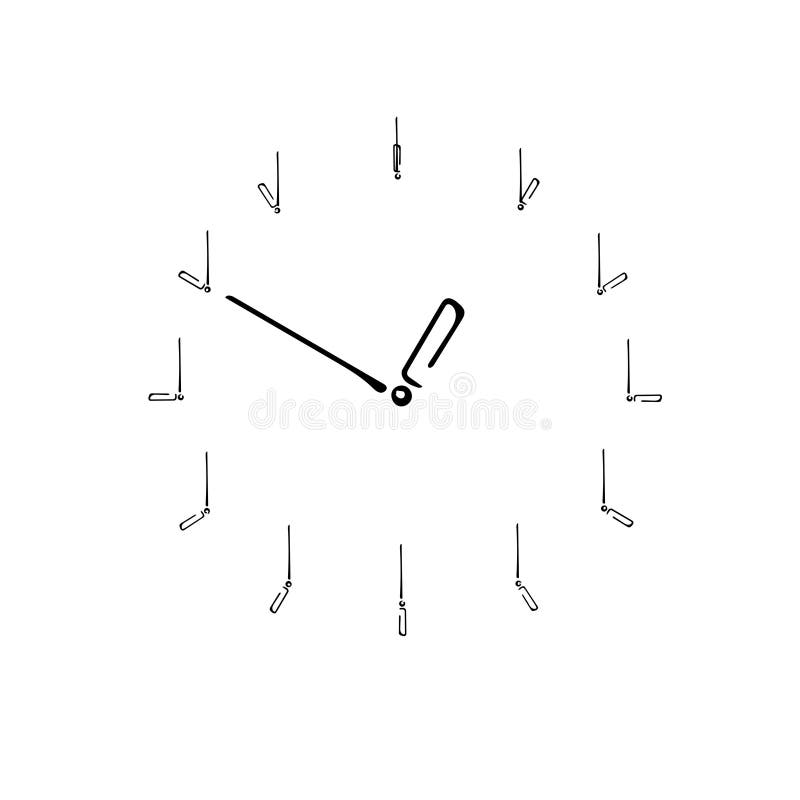 Minimal Clock Icon Made With 12 Lines. Vector Illustration For Concepts
