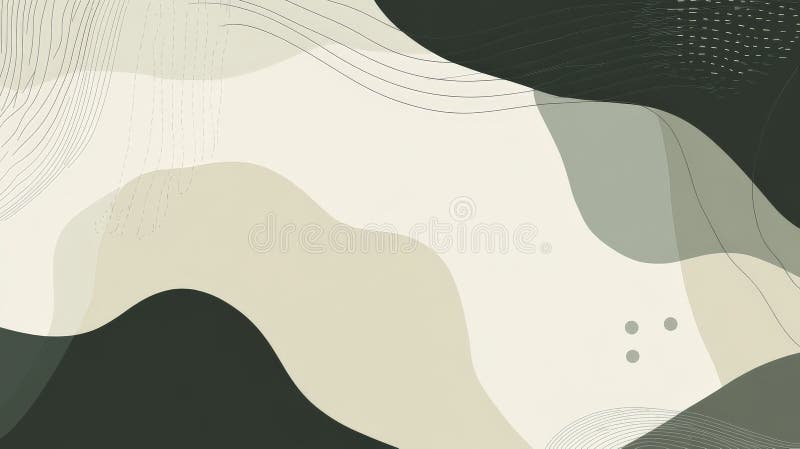 A minimal color backdrop with muted olive green and soft beige, abstract patterns of simple shapes