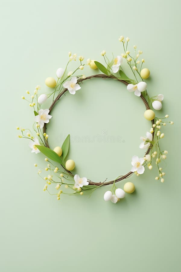Minimal easter wreath with soft pastel colors stock photos