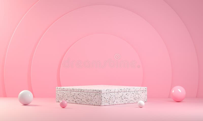 Minimal Empty Mockup Stand Pedestal Pink Pastel Backgrounds 3d Rendering royalty free illustration