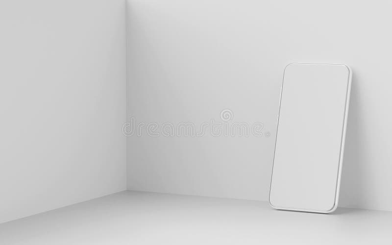 Minimal empty screen smartphone mockup on white background stock illustration