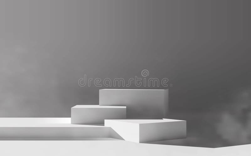 Minimal empty white platform podium scene for product presentation vector illustration