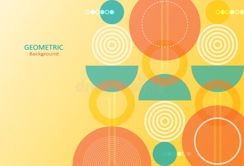 Minimal geometric abstract on gradient background. Design elements with circles and semi-circle shapes. Vector Illustration