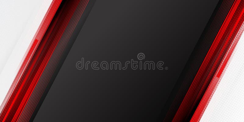 Minimal geometric background. Dynamic black shapes composition with red lines. Abstract background modern hipster futuristic