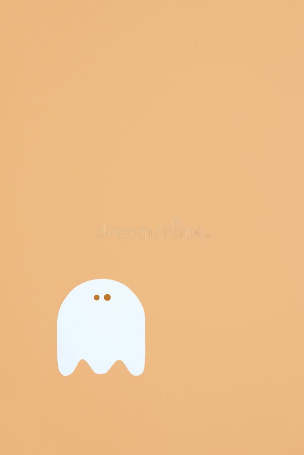 Minimal Halloween Design, White Cute Ghost on Pastel Orange Color Background  Stock Illustration - Illustration of festive, copy: 253243992