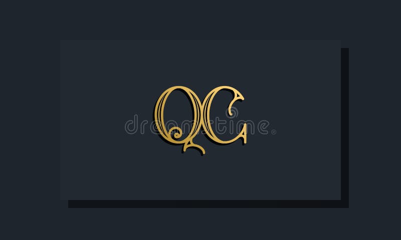 Minimal Inline style Initial QC logo royalty free illustration