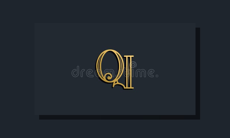 Minimal Inline style Initial QI logo vector illustration