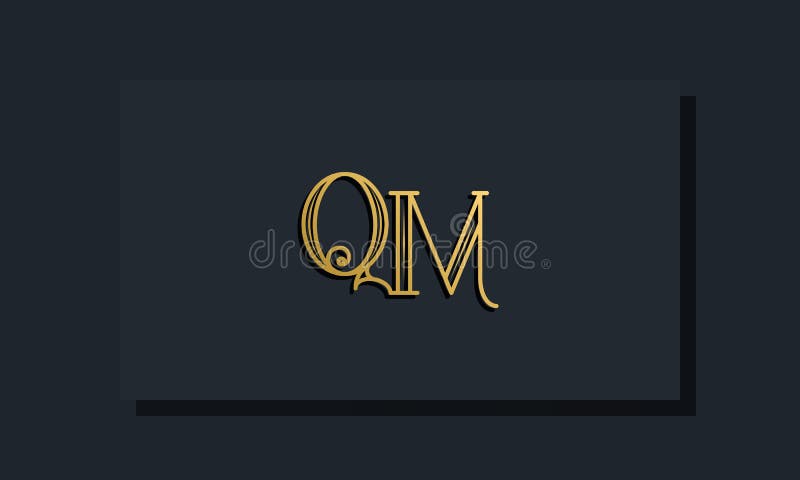 Minimal Inline style Initial QM logo stock illustration