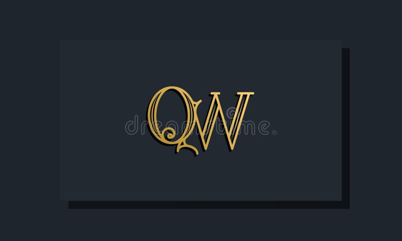 Minimal Inline style Initial QW logo royalty free illustration