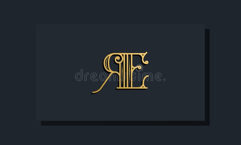 Minimal Inline style Initial RE logo stock illustration