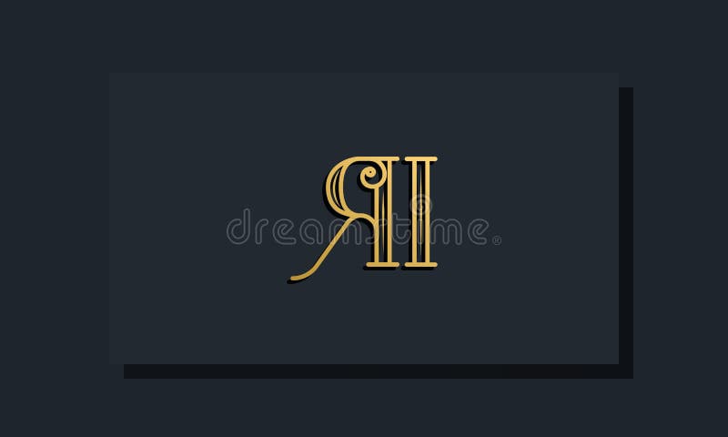 Minimal Inline style Initial RI logo vector illustration