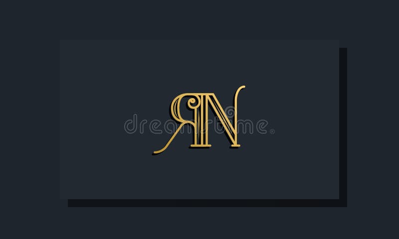 Minimal Inline style Initial RN logo royalty free illustration