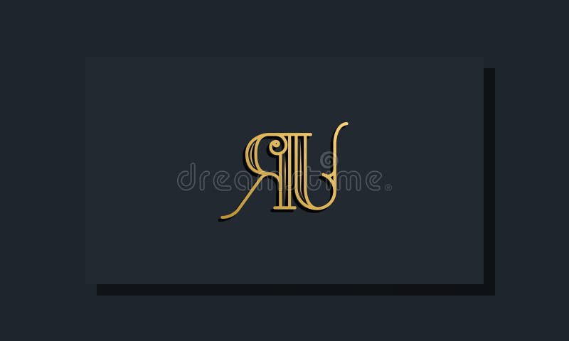 Minimal Inline style Initial RU logo vector illustration