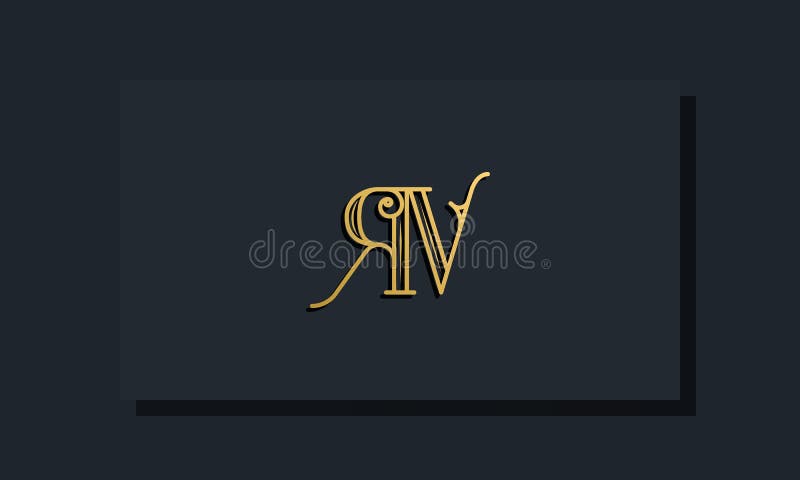 Minimal Inline style Initial RV logo vector illustration