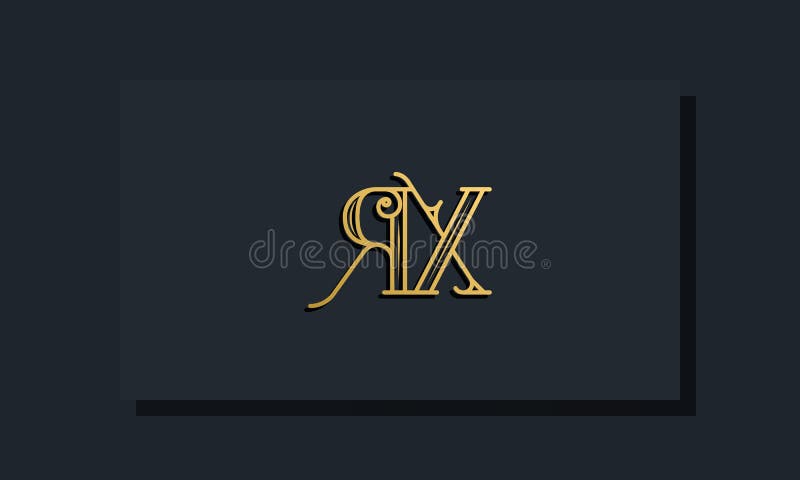 Minimal Inline style Initial RX logo stock illustration