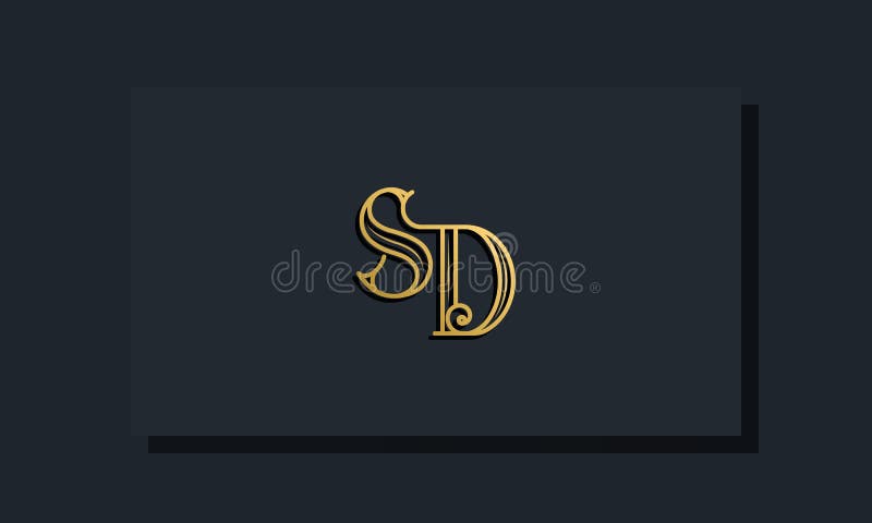 Minimal Inline style Initial SD logo stock illustration