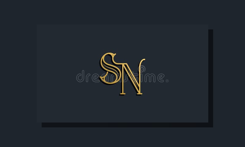 Minimal Inline style Initial SN logo stock illustration