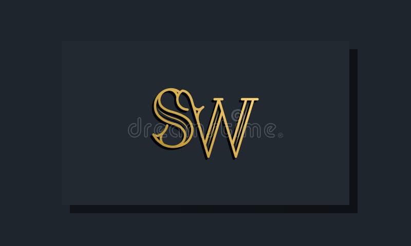 Minimal Inline style Initial SW logo stock illustration