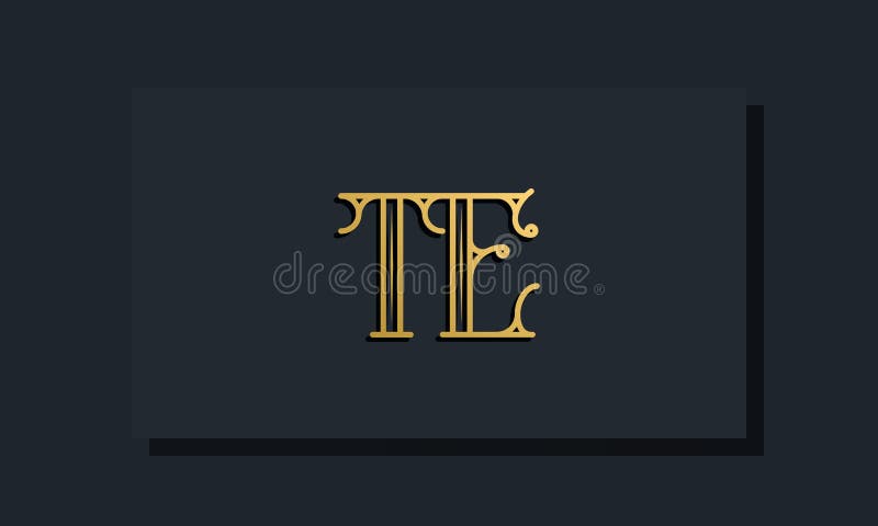 Minimal Inline style Initial TE logo stock illustration