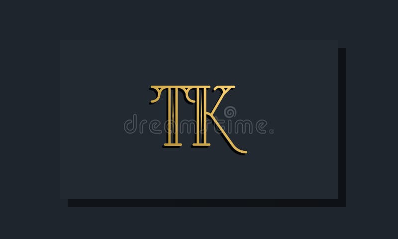 Minimal Inline style Initial TK logo stock illustration