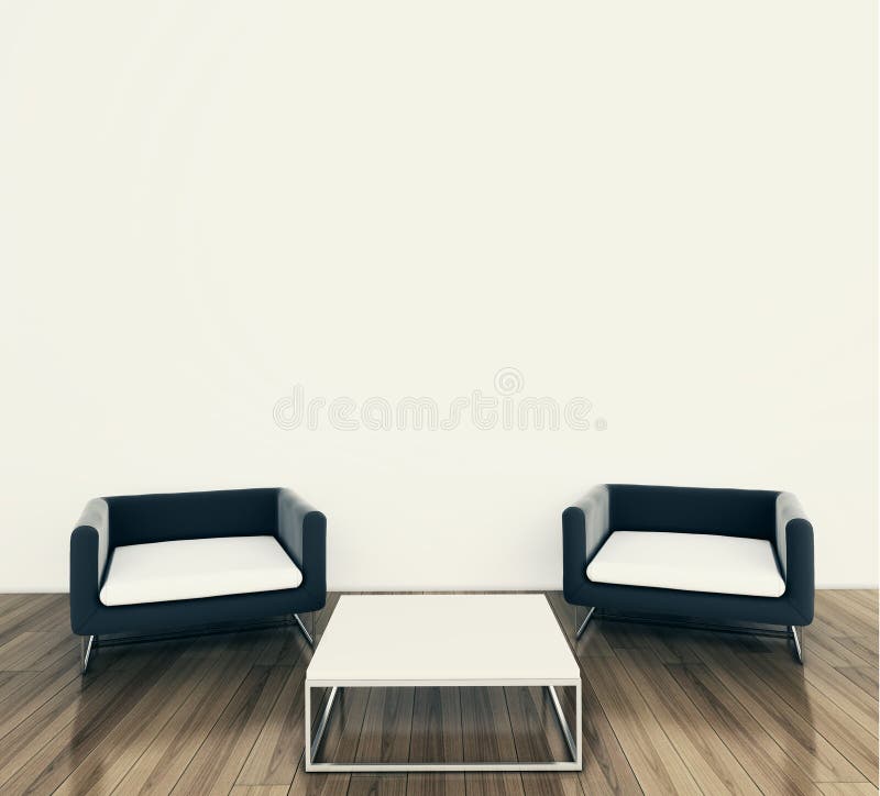 Minimal interior armchair and tadle royalty free stock photography
