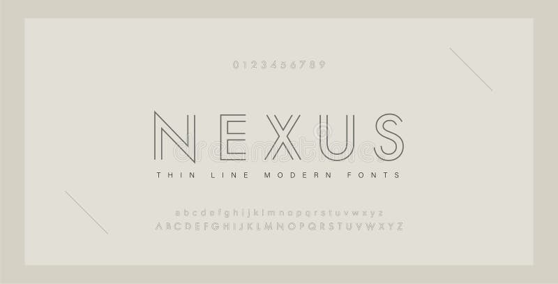 Minimal modern fonts and numbers. Abstract thin line font alphabet. Typography typeface uppercase lowercase and number. vector vector illustration