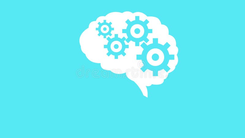 Brain creating new ideas gears spinning animation. royalty free illustration