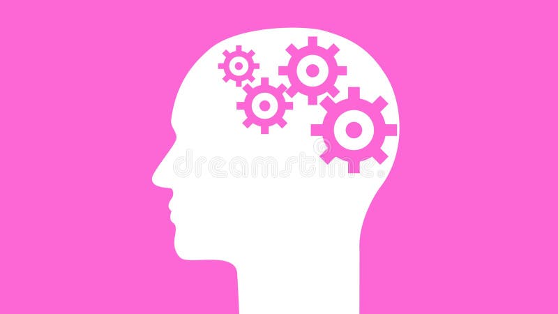 Brain creating new ideas gears spinning animation. royalty free illustration