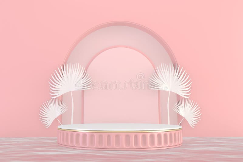 Minimal Pink Pedestal Design for Product Show, 3D Rendering Stock