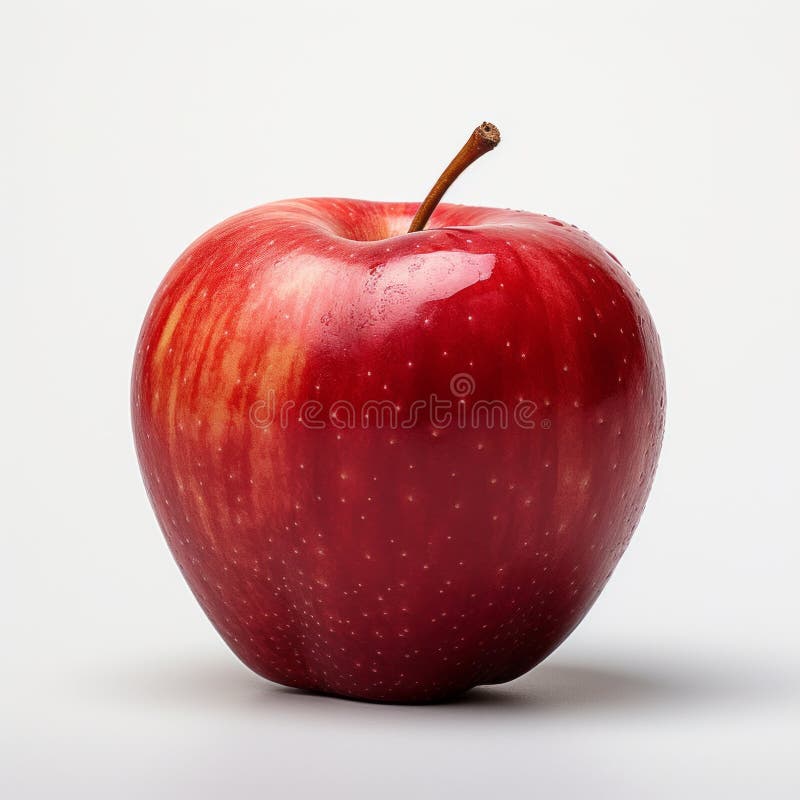 A red apple, with tonal sharpness and chromatic saturation, is placed on a white surface. the image showcases the apple's shiny and glossy appearance, enhanced through digital editing. captured using the zeiss milvus 25mm f/1. 4 ze lens, the photo highlights the apple's vibrant color and the contrast between the red fruit and the clean white background. Contrast enhanced stock images, royalty-free photos and pictures