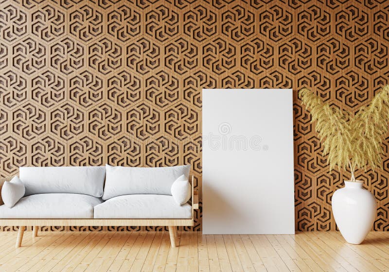 Minimal Room and Decoration Copy Space Seamless Wood Wall. 3D