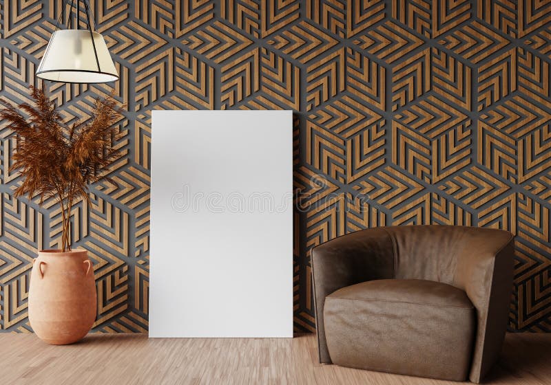 Minimal Room and Decoration Copy Space Seamless Wood Wall. 3D