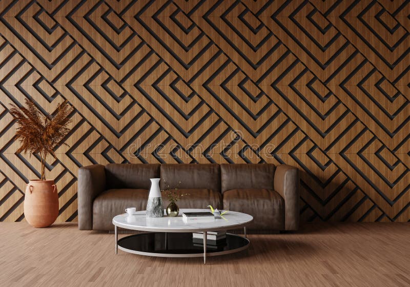 Minimal Room and Decoration Copy Space Seamless Wood Wall. 3D