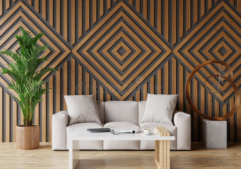 Minimal Room and Decoration Copy Space Seamless Wood Wall. 3D