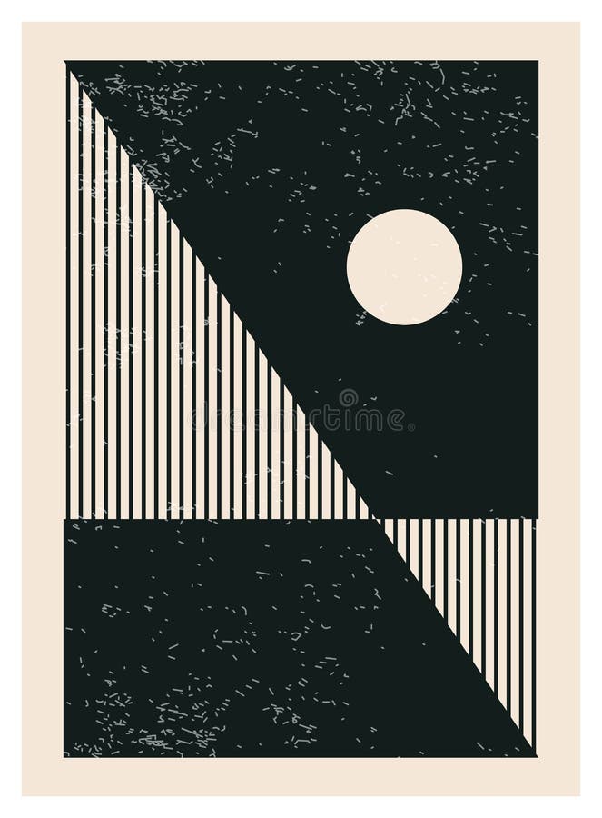 Minimal 20s geometric design poster, vector template with primitive shapes