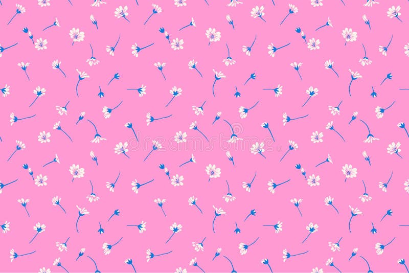 Minimal seamless pattern with scattered randomly tiny flowers and small buds. Abstract artistic wild floral print royalty free illustration