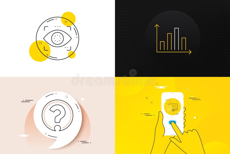 Minimal set of Diagram graph, Web system and Eye detect line icons. For web development. Vector vector illustration